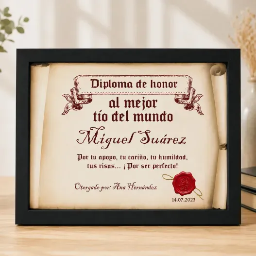 Diploma pergamino al mejor t&iacute;o (Foto de catálogo)