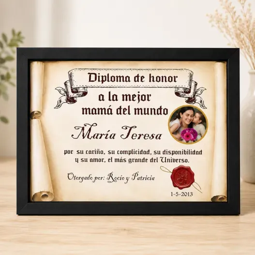 Diploma pergamino con foto