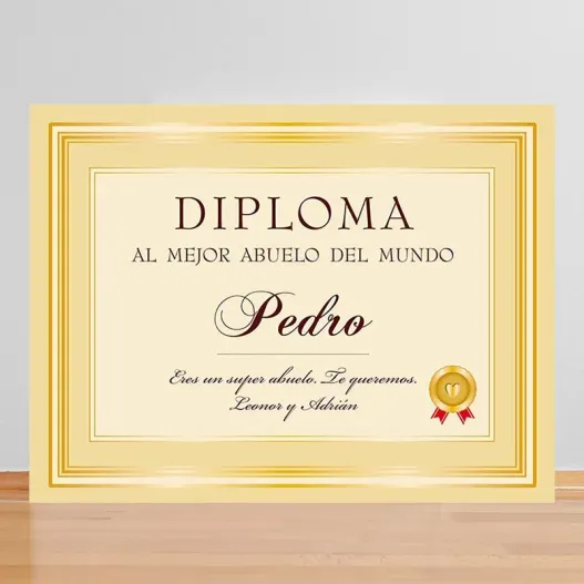 Diploma personalizado al mejor abuelo (Idea de regalo original)