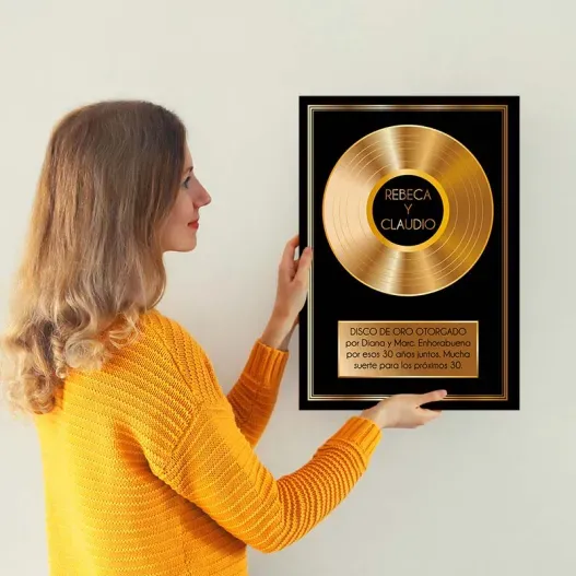 Disco de oro personalizado (Detalle de presentación)