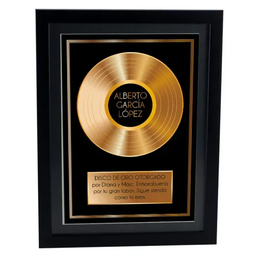 Disco de oro personalizado con marco (Idea de regalo original)