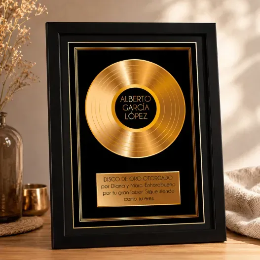 Disco de oro personalizado con marco