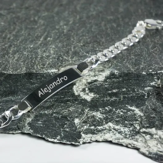 Esclava de plata para hombre grabada (Idea de regalo original)