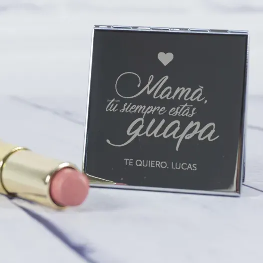 Espejo Mam&aacute; t&uacute; siempre... grabado (Detalle de presentación)