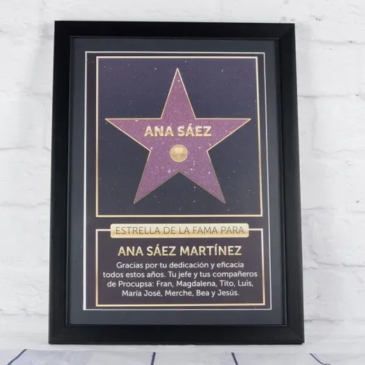 Estrella de la fama personalizada con marco (Idea de regalo original)