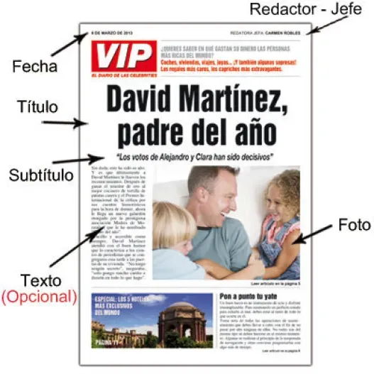 Falsa portada DIGITAL de peri&oacute;dico para &eacute;l (Idea de regalo original)