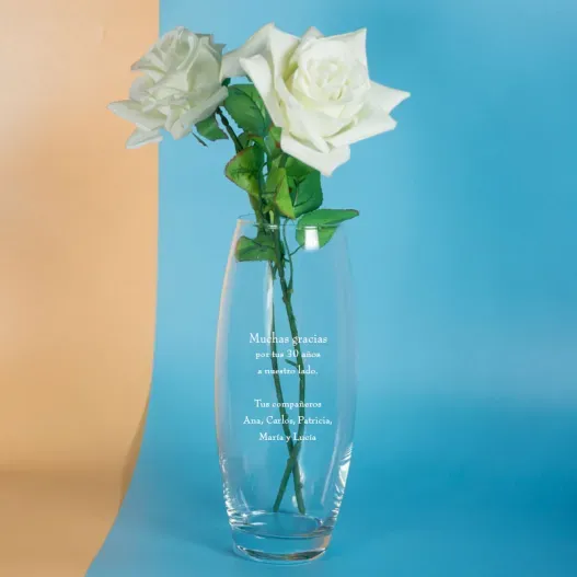 Florero personalizado para jubilaci&oacute;n (Detalle de presentación)