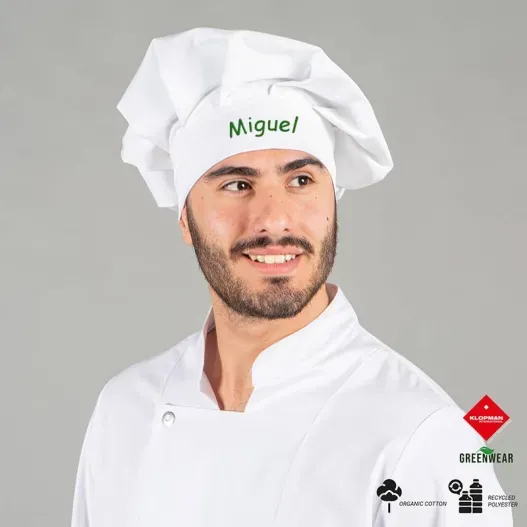 Gorro de cocinero bordado de algod&oacute;n org&aacute;nico (Idea de regalo original)