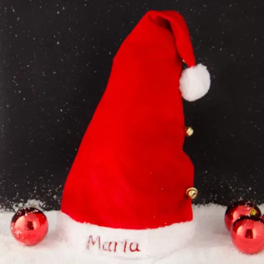 Gorro de Pap&aacute; N&ouml;el bordado con cascabeles (Vista alternativa)