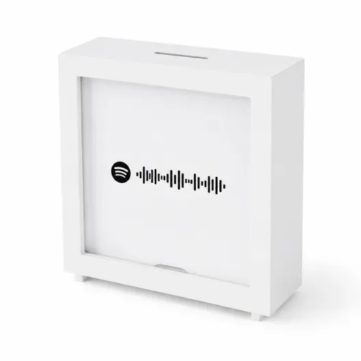 Hucha de Madera Personalizada con C&oacute;digo Spotify (Foto de catálogo)