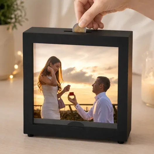 Hucha de madera personalizada con foto (Idea de regalo original)