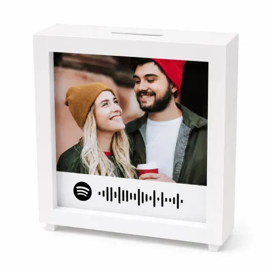 Hucha de Madera Personalizada con Foto y C&oacute;digo Spotify (Idea de regalo original)