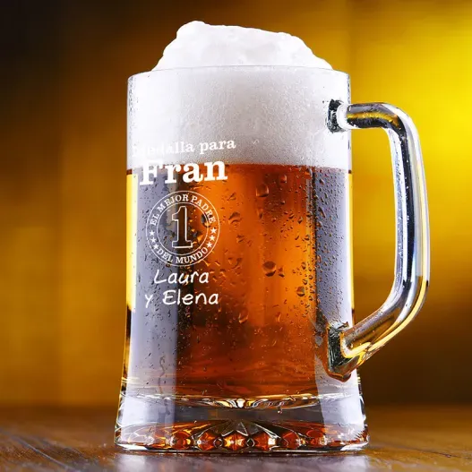 Jarra de cerveza con medalla al mejor padre (Idea de regalo original)