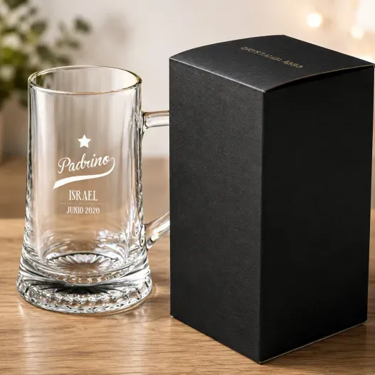 Jarra de cerveza para padrino personalizada