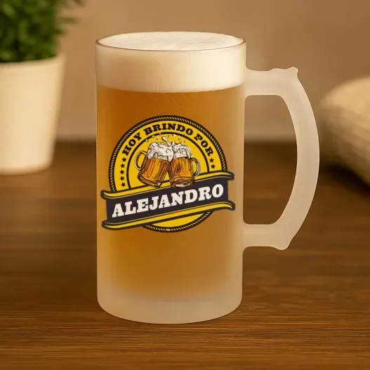Jarra de cerveza personalizada 'Brindamos' (Idea de regalo original)