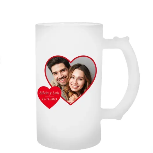 Jarra de cerveza personalizada 'Coraz&oacute;n' (Detalle de presentación)