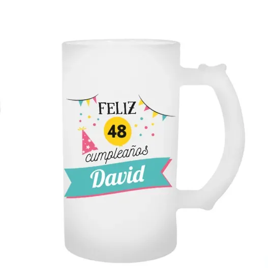 Jarra de cerveza personalizada 'cumplea&ntilde;os' (Detalle de presentación)