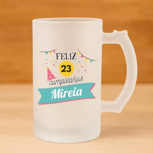 Jarra de cerveza personalizada 'cumplea&ntilde;os' (Idea de regalo original)