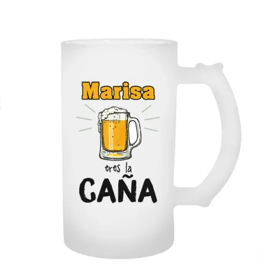 Jarra de cerveza personalizada 'Eres la ca&ntilde;a' (Detalle de presentación)