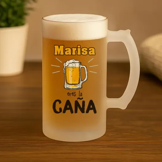 Jarra de cerveza personalizada 'Eres la ca&ntilde;a' (Idea de regalo original)