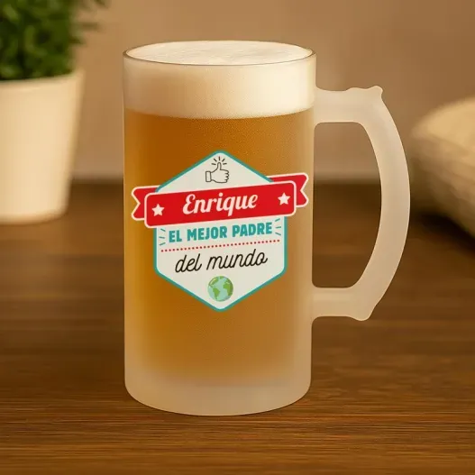 Jarra de cerveza personalizada 'Mejor Padre' (Idea de regalo original)