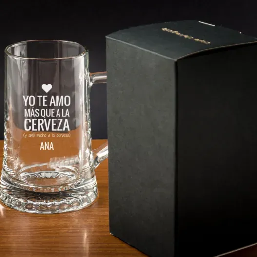 Jarra de cerveza personalizada 'Te amo...' (Idea de regalo original)
