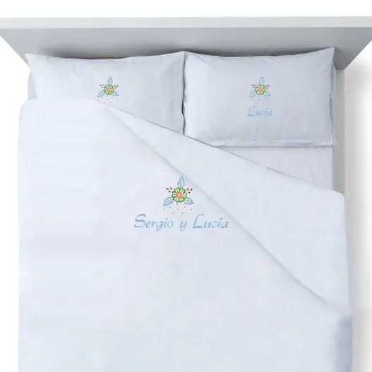 Juego de s&aacute;banas bordadas 'Flor'