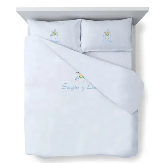Juego de s&aacute;banas bordadas 'Flor' (Detalle de presentación)