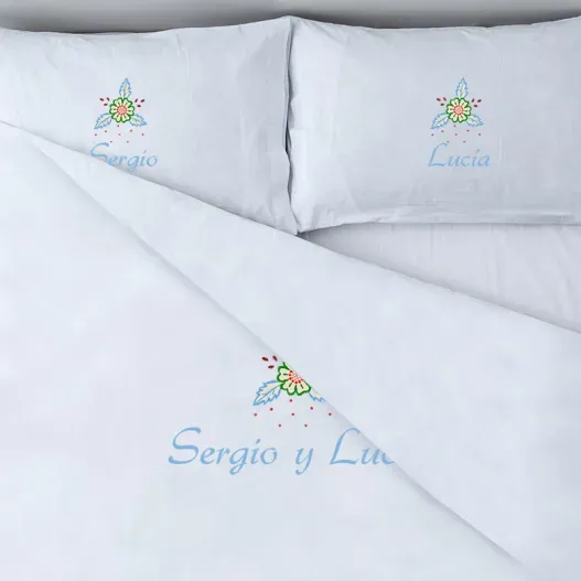 Juego de s&aacute;banas bordadas 'Flor' (Vista alternativa)