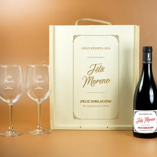Kit Feliz jubilaci&oacute;n personalizado (Detalle de presentación)