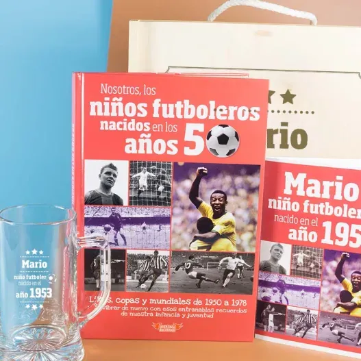 Kit futbolero con libro y jarra de cerveza personalizada (Idea de regalo original)