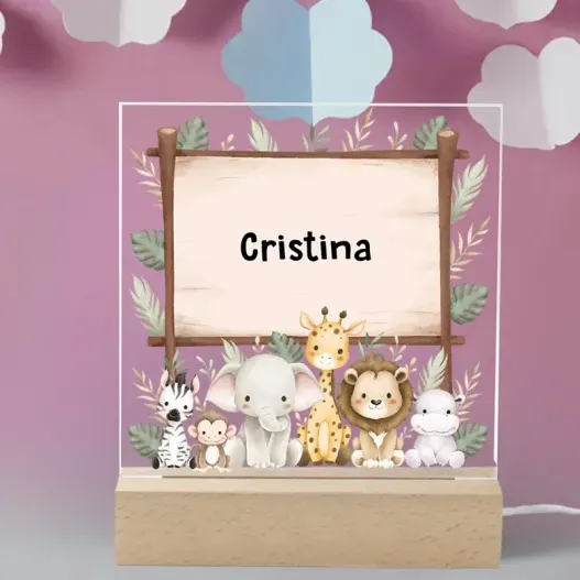 L&aacute;mpara infantil personalizada con animales  (Vista alternativa)