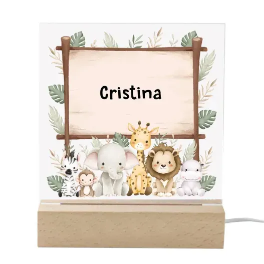 L&aacute;mpara infantil personalizada con animales  (Detalle de presentación)