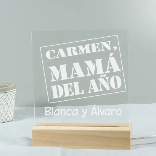 L&aacute;mpara led grabada 'Mam&aacute; del a&ntilde;o' (Idea de regalo original)