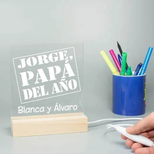L&aacute;mpara led grabada 'Pap&aacute; del a&ntilde;o' (Vista alternativa)
