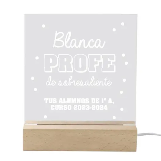 L&aacute;mpara led grabada 'Profe de sobresaliente' (Idea de regalo original)