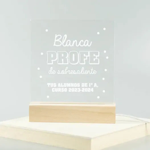 L&aacute;mpara led grabada 'Profe de sobresaliente'