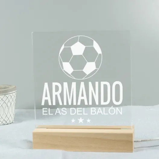 L&aacute;mpara led personalizada "El as del bal&oacute;n" (Foto de catálogo)