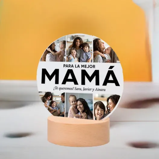 L&aacute;mpara LED Personalizada MAM&Aacute; collage (Idea de regalo original)