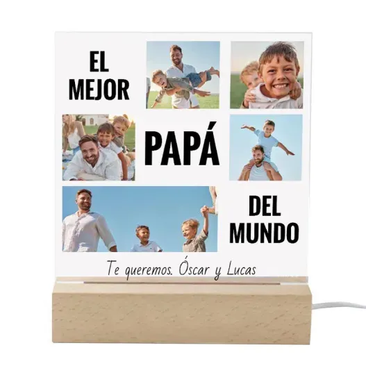 L&aacute;mpara personalizada con fotos para PAP&Aacute; (Idea de regalo original)
