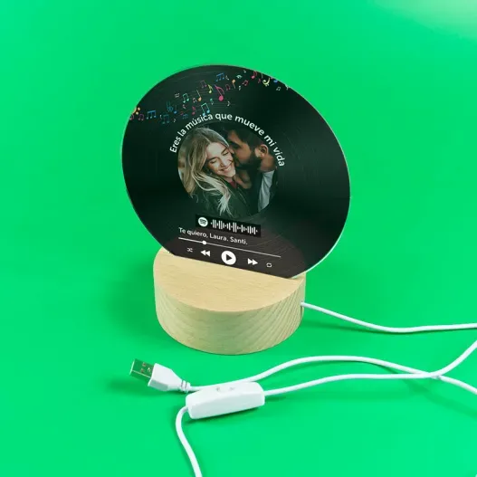 L&aacute;mpara Personalizada Spotify 'Disco de Vinilo' (Vista alternativa)