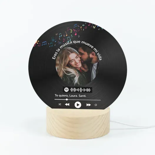 L&aacute;mpara Personalizada Spotify 'Disco de Vinilo' (Detalle de presentación)