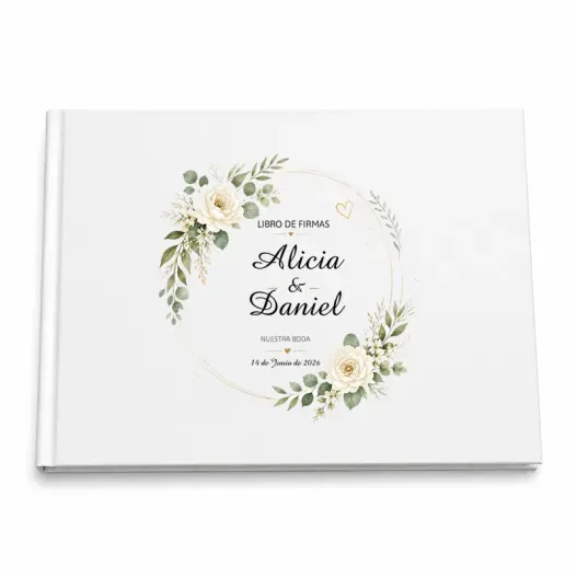 Libro de firmas de boda personalizado elegante con nombres y fecha (Foto de catálogo)