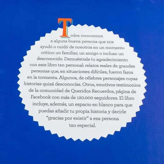 Libro Gracias por existir con tarjeta personalizada (Detalle de presentación)
