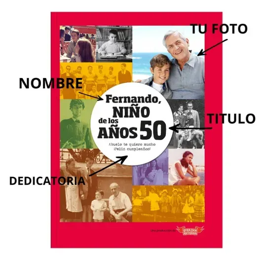 Libro "Nosotros, los Ni&ntilde;os de los a&ntilde;os 50" personalizado (Idea de regalo original)