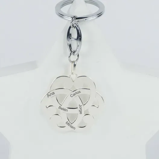 Llavero de plata arabesco grabado (Idea de regalo original)