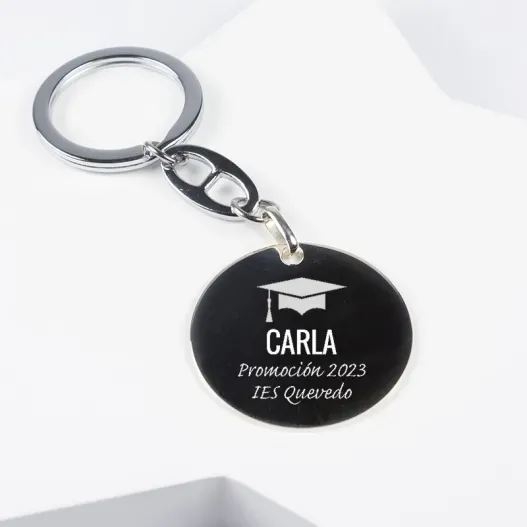 Llavero de plata grabado para Graduaci&oacute;n