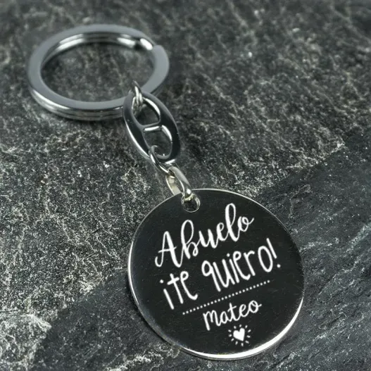Llavero de plata Te quiero abuelo grabado (Idea de regalo original)