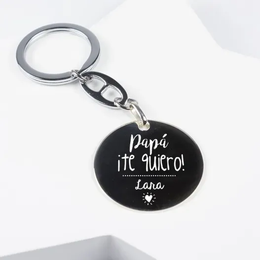 Llavero de plata Te quiero pap&aacute; grabado