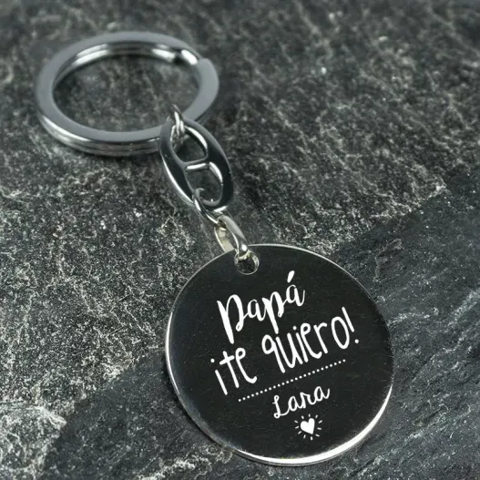 Llavero de plata Te quiero pap&aacute; grabado (Idea de regalo original)